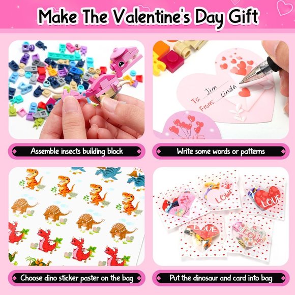 HOLYFUN 24 Pack Valentines Day Gifts for Kids Dinosaurs with Card - Picture 4 of 7